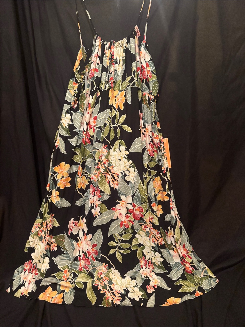 Black Floral Mini Dress with Spaghetti Straps